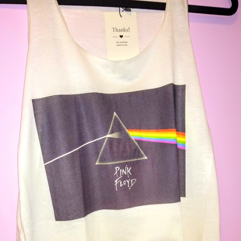 Boutique Pink Floyd White Racer Back Tank Top - Picture 6 of 8